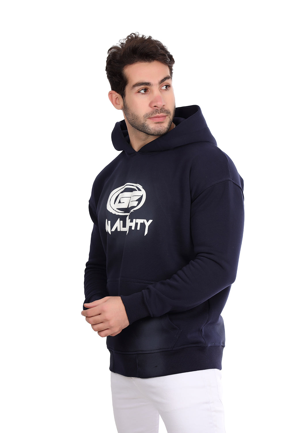 Trendy Printed Navy Blue Hoodie