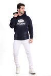 Trendy Printed Navy Blue Hoodie