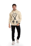 Trendy Printed Beige Hoodie