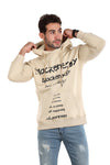 Trendy Printed Beige Hoodie