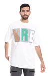 "KRE" Printed Pattern Round Neck T-Shirt - White