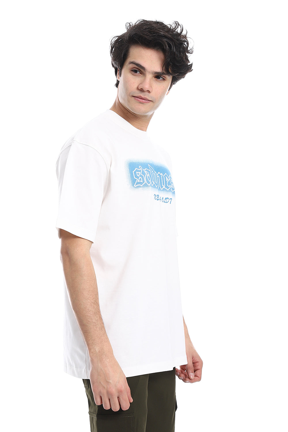 Black And Blue Short Sleeves Printed T-Shirt