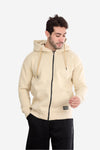 Basic Inner Fleece Zip Through Hoodie-Beige