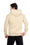 Basic Inner Fleece Zip Through Hoodie-Beige