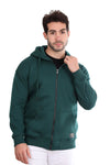 Basic Inner Fleece Zip Through Hoodie-Green