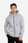 Basic Inner Fleece Zip Through Hoodie-Grey