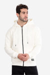 Basic Inner Fleece Zip Through Hoodie-White