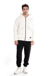 Basic Inner Fleece Zip Through Hoodie-White