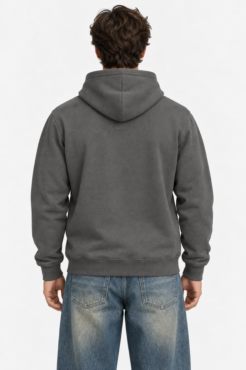Men's Dark Grey Pullover Hoodie with Drawstring Hood and Kangaroo Pocket – Casual Winter Sweatshirt