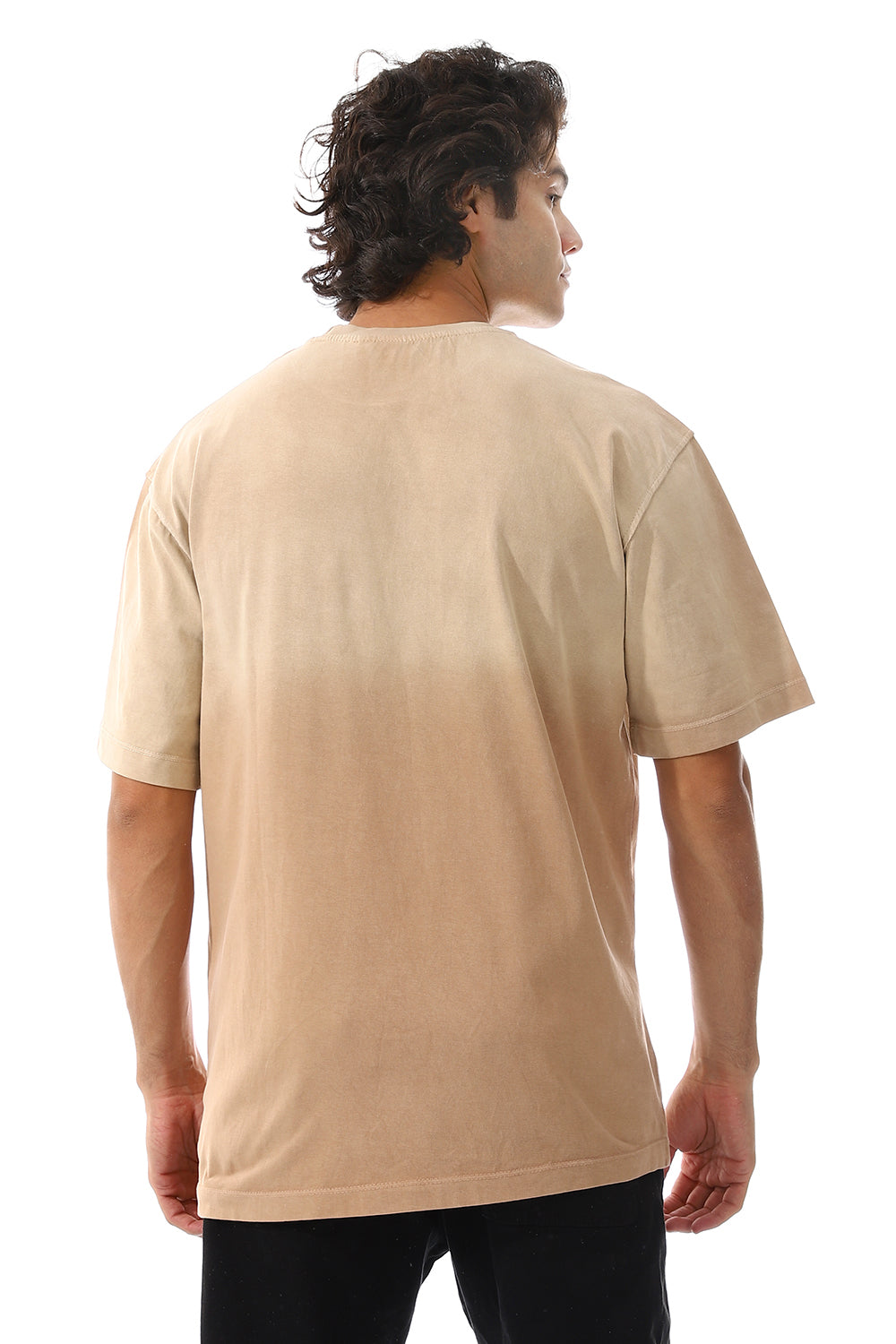 Gradient Heather Beige With Decorated Badge T-Shirt