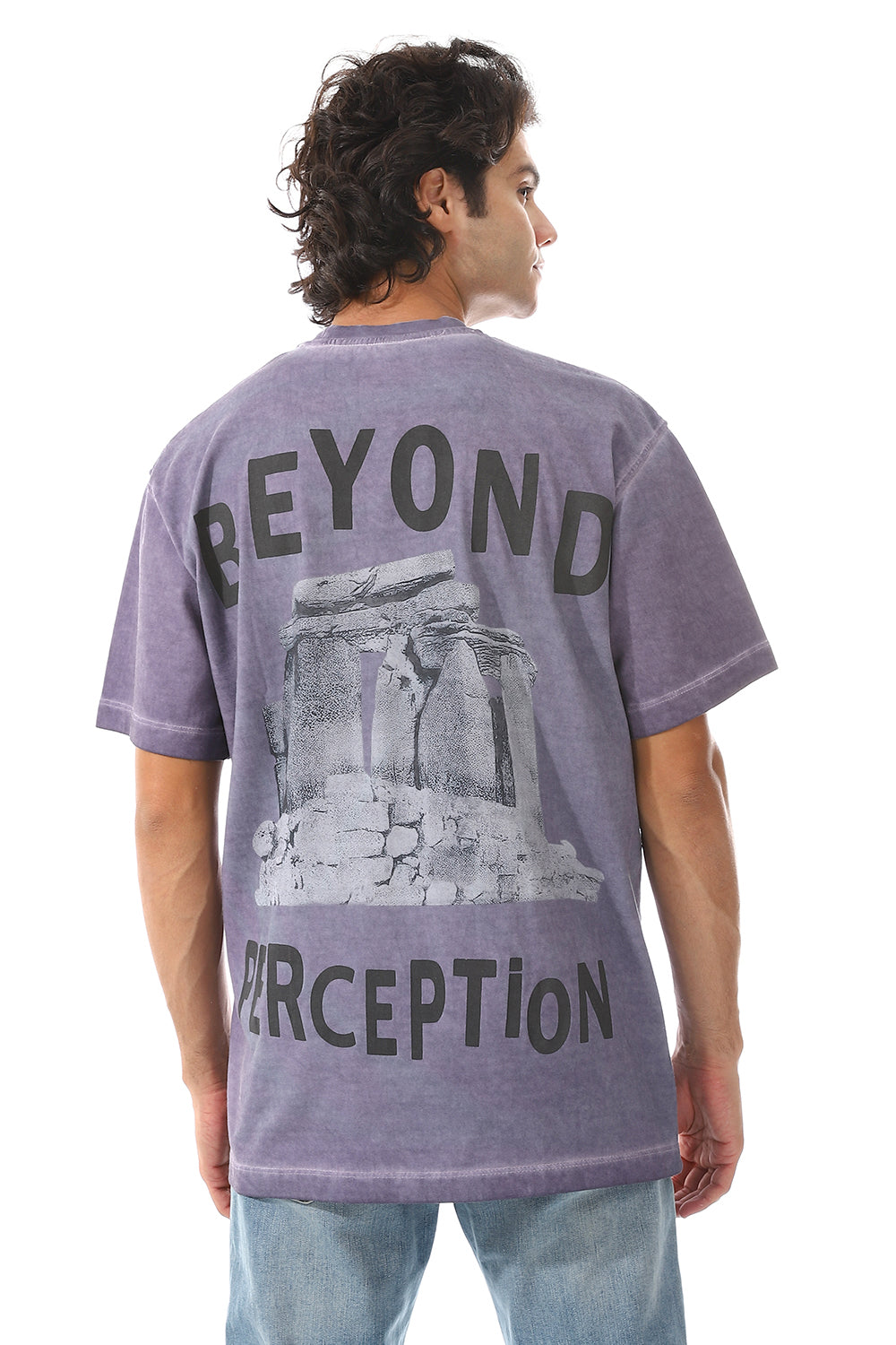 Full purple Print Black T-Shirt