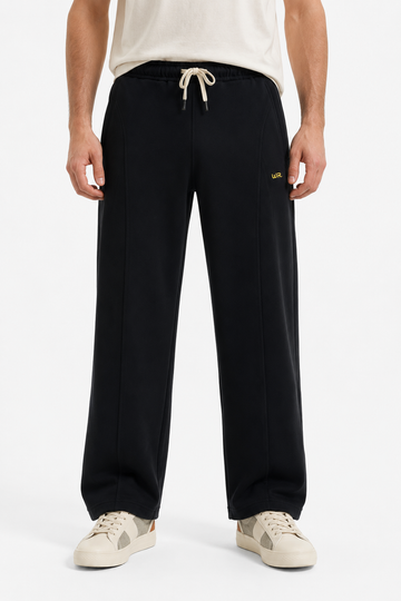 Men’s Casual Wide Leg Jogger Pants – Adjustable Drawstring -Black