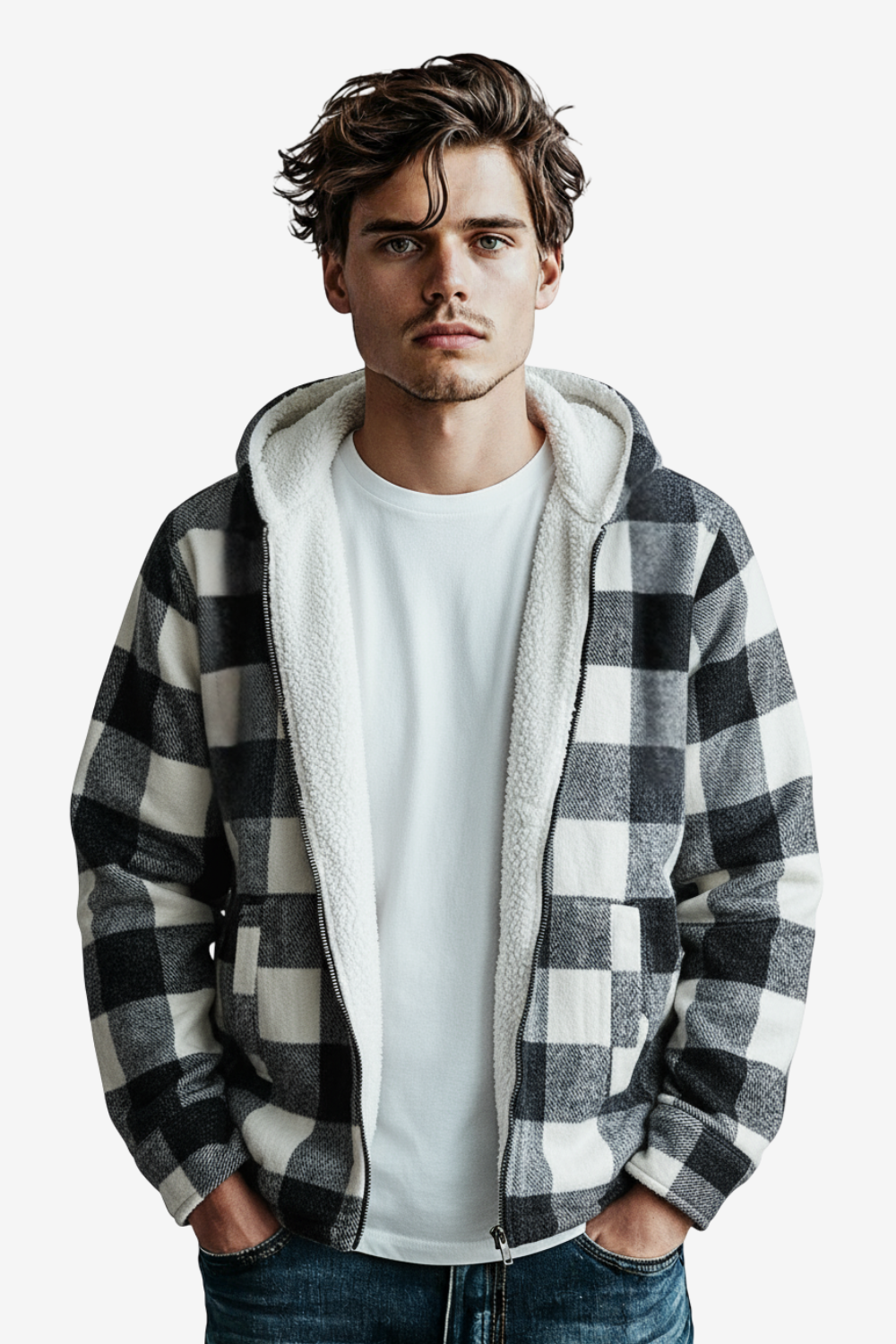 Padded Long Sleeves Zipper Hooded Jacket