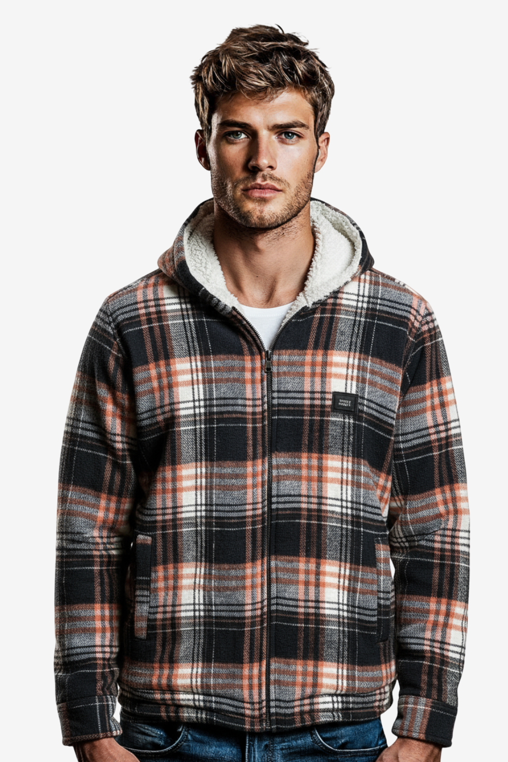 Padded Long Sleeves Zipper Hooded Jacket