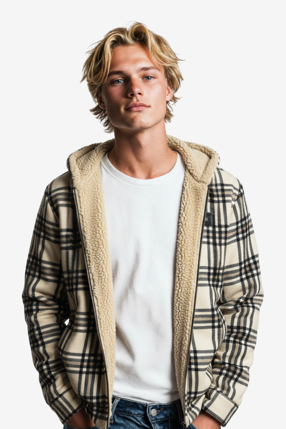 Padded Long Sleeves Zipper Hooded Jacket