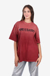 Chest Printed Cotton T-Shirt - Red