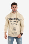 Trendy Printed Beige Hoodie