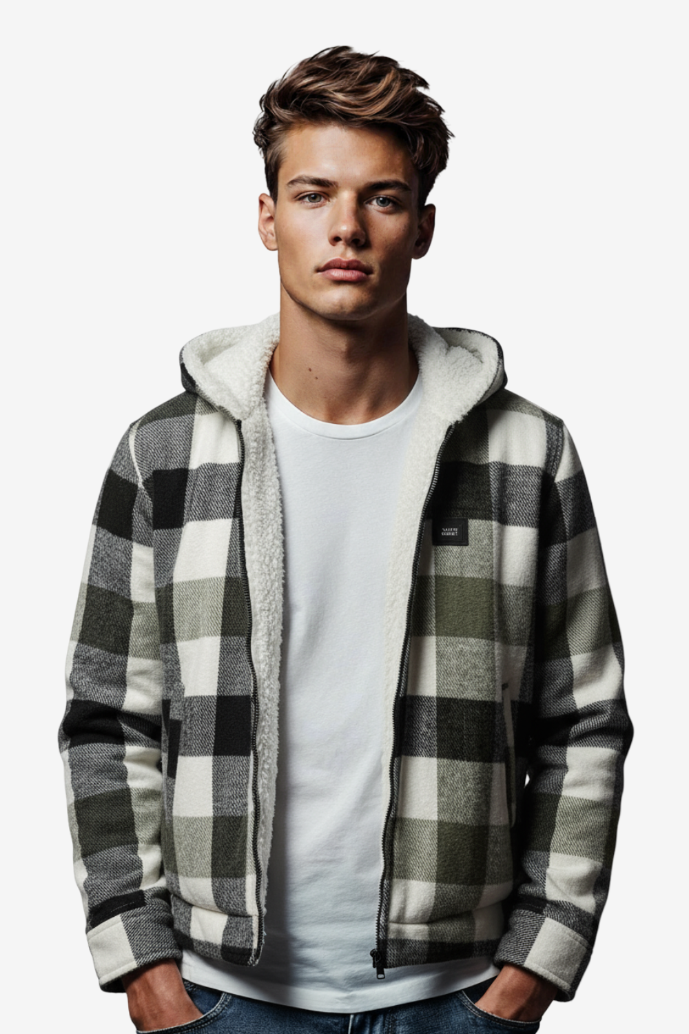 Padded Long Sleeves Zipper Hooded Jacket