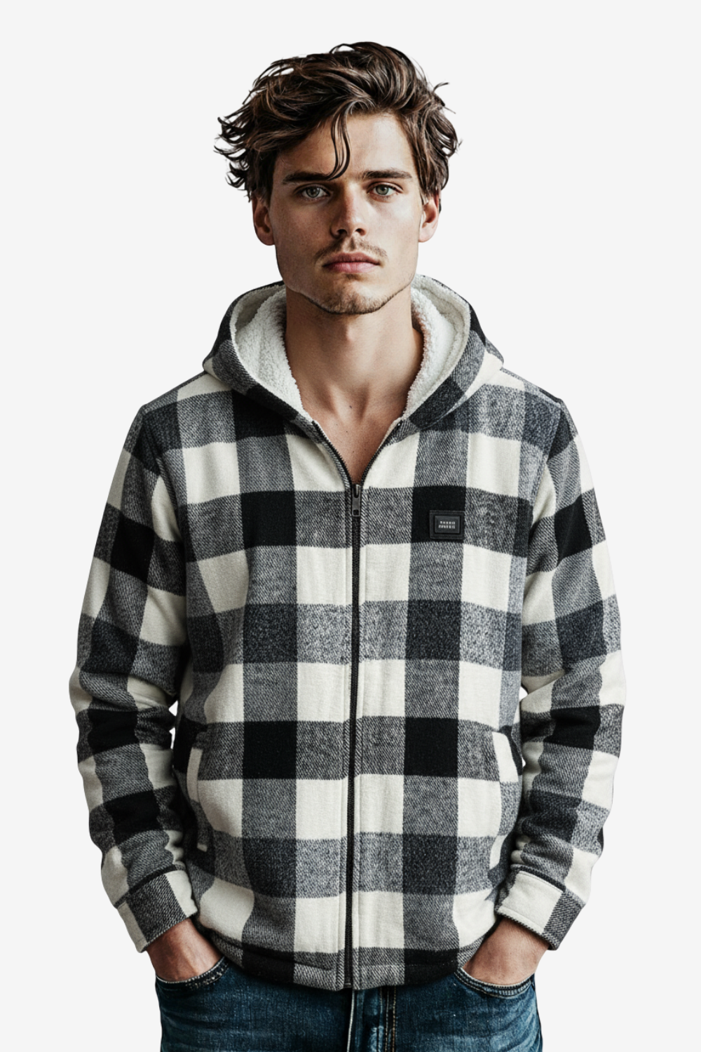 Padded Long Sleeves Zipper Hooded Jacket