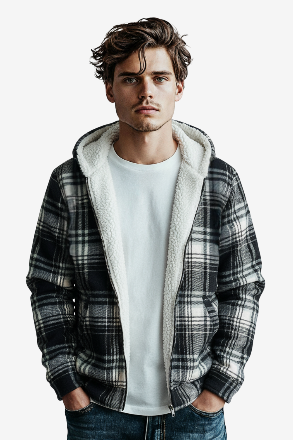 Padded Long Sleeves Zipper Hooded Jacket