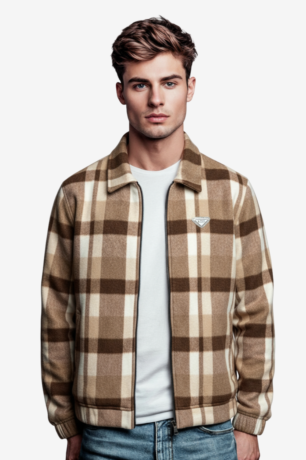 Men’s Plaid Wool Blend Zip Jacket