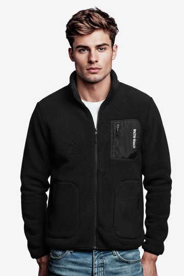 Ribbed Cuffs & Hem Quilted Hooded  Jacket -Black