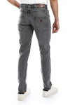 Straight Fit Solid Pattern Buttons Closure Denim Jeans - Heather Grey