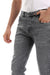 Straight Fit Solid Pattern Buttons Closure Denim Jeans - Heather Grey