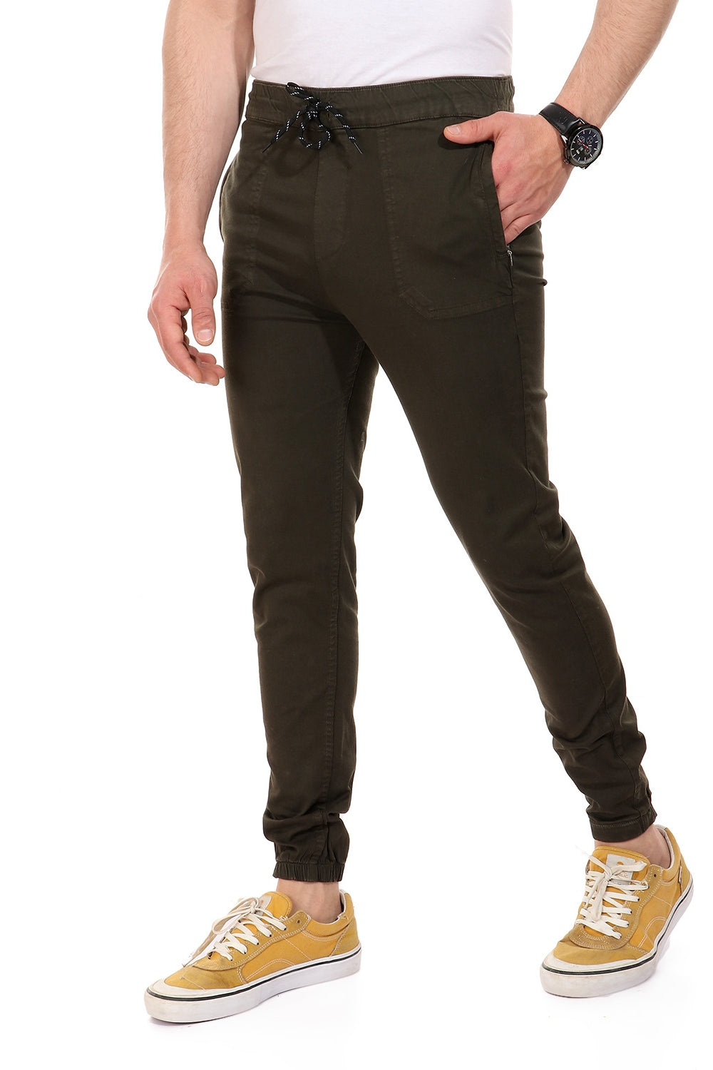 jebarden -Side Zipped Pockets Dark Olive Pants
