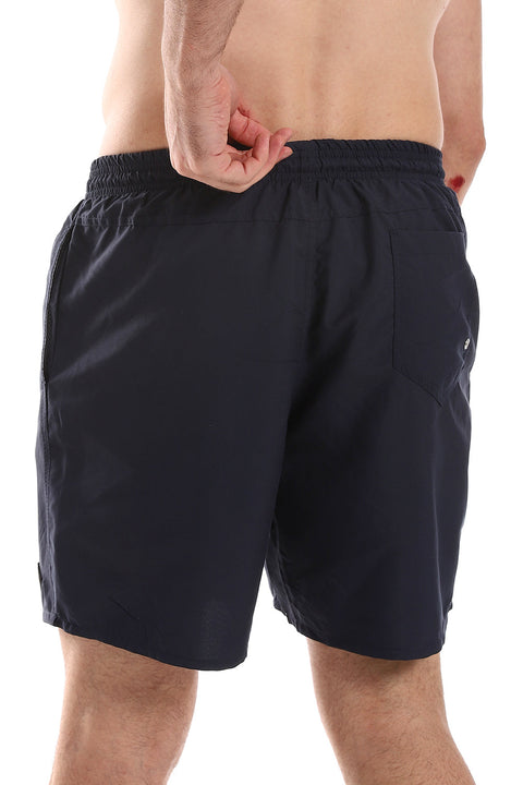 Side Pockets Plain Black Swim Shorts Navy