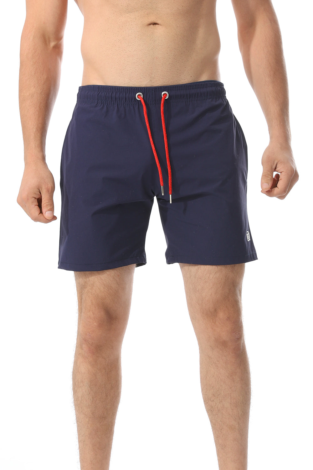 Side Pockets Plain Black Swim Shorts Navy