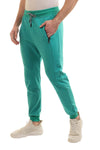 Solid Elastic Waist With Drawstring Pants - Light Green