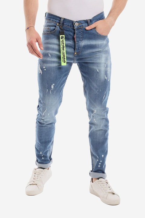 White Rabbit Ripped Belt Loops Slim Fit Jeans - Blue