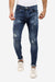 جينز بأزرار مع ممزق من الأمام - أزرق قياسي