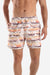 Side Pockets Self Patterned Board Shorts - Cream, Olive & Orange