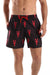 Side Pockets Crabs Patterned Board Shorts - Black & Red