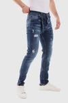 Slim Fit Ripped Casual Jeans - Standard Blue