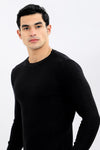 Knitted Pullover With Ribbed Hem – Black-olive-