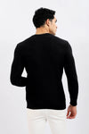 Knitted Pullover With Ribbed Hem – Black-olive-