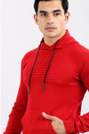 Knitted Pullover With Ribbed Hem – Black-red-