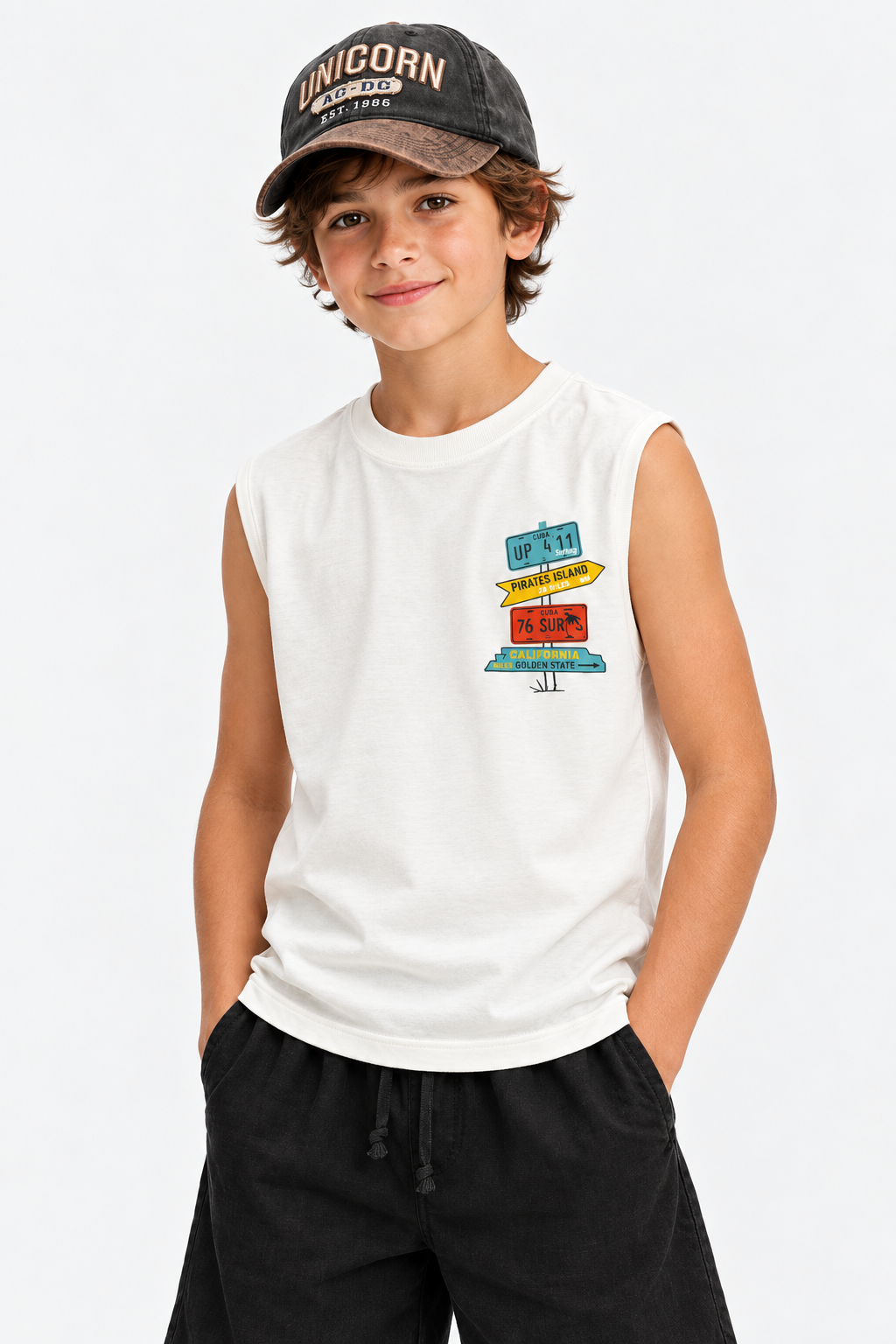 Printed Cut T-Shirt Kids– Off White