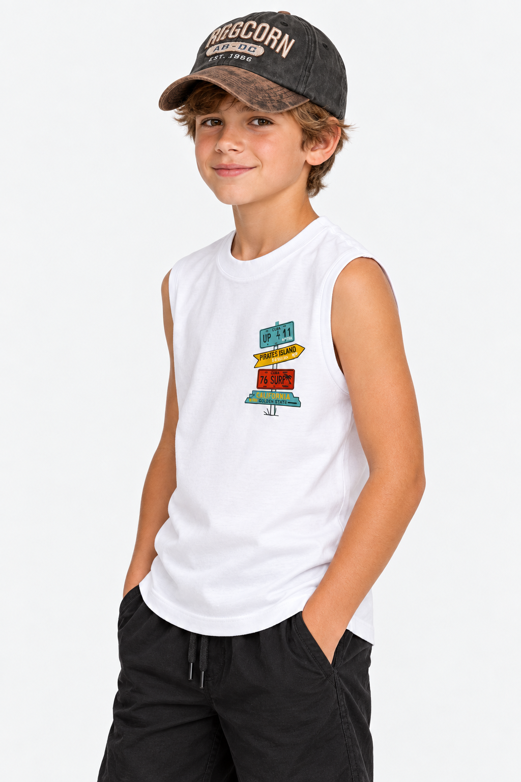 Printed Cut T-Shirt Kids – White