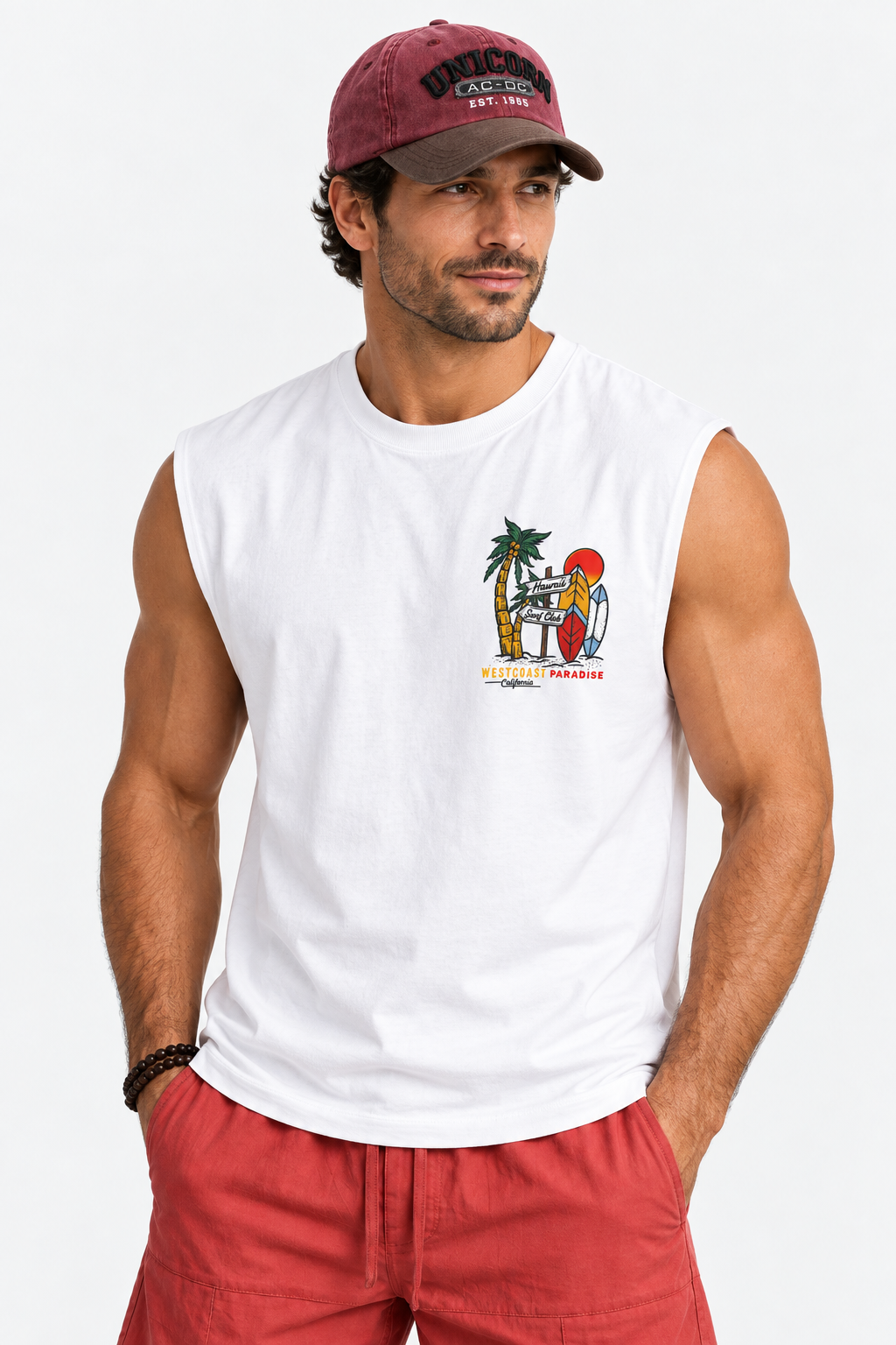 Printed Cut T-Shirt  – White