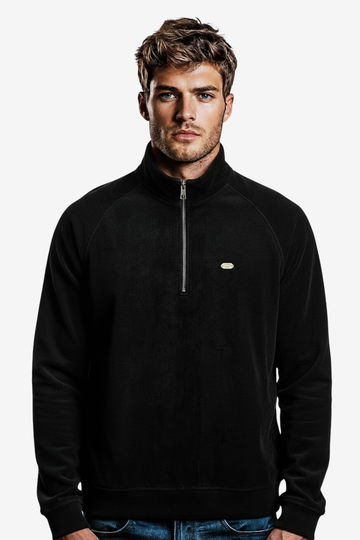 Men’s Half-Zip Ribbed Sweater – Black