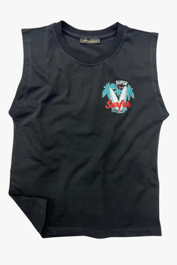 Printed Cut T-Shirt – Black
