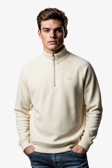 Men’s Half-Zip Ribbed Sweater – Off White
