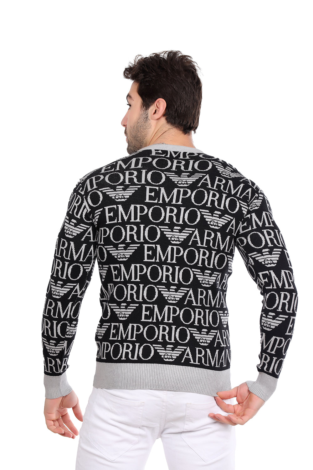 EMPORIO ARMANI-Patterned Pullover Grey