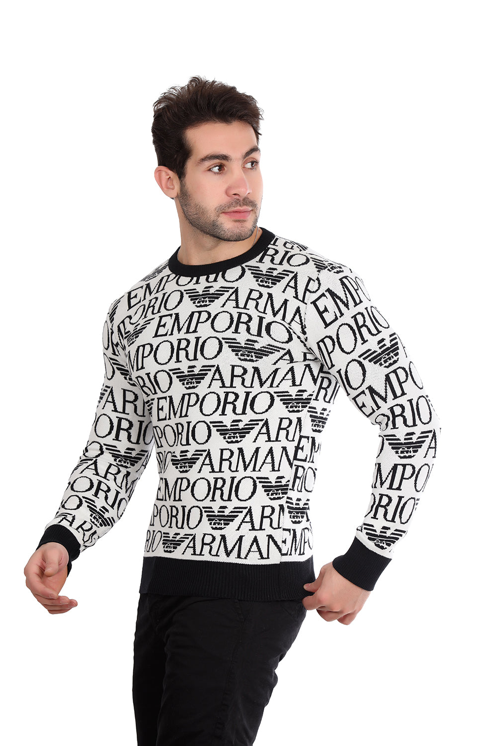 EMPORIO ARMANI-Patterned Pullover White