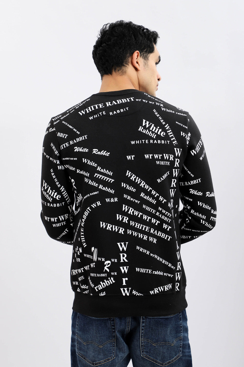 Front & Back Printed Slip On Sweatshirt - Black