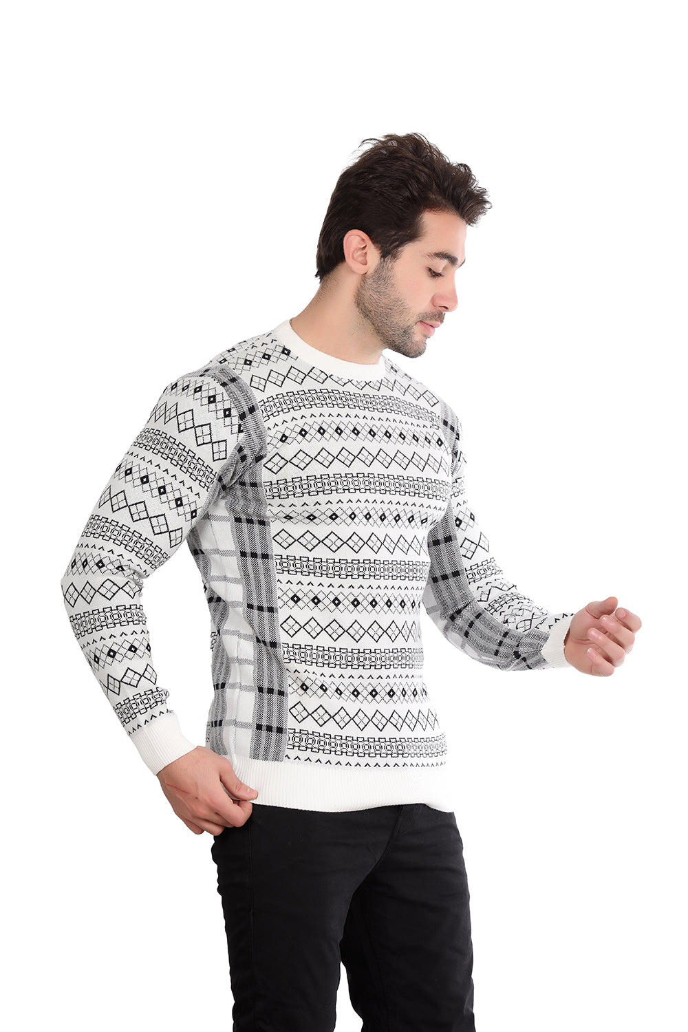 Patterned Pullover White